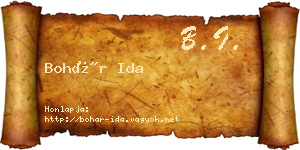 Bohár Ida névjegykártya